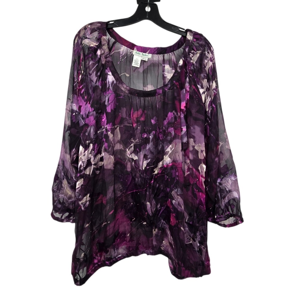 Ulla Popkin Sheer Floral Silk Blend Tunic Top Womens 20/22 Plus Whimsigoth Goth